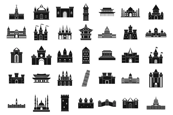 Ensemble d'icônes du château, style simple — Image vectorielle