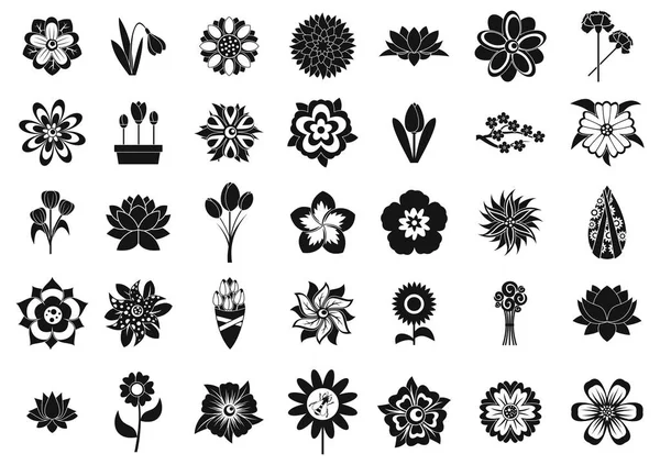 Blume Icon Set, einfacher Stil — Stockvektor