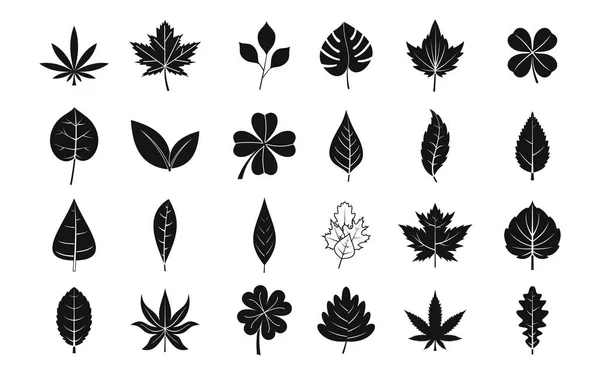 Leaf icon set, simple style — Stock Vector
