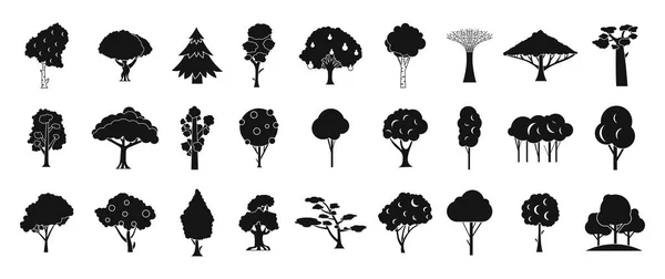 Conjunto de ícones de árvore, estilo simples — Vetor de Stock