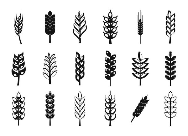 Wheat icon set, simple style