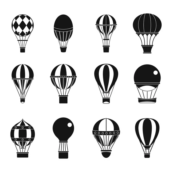 Powietrza ballon zestaw ikon, prosty styl — Wektor stockowy