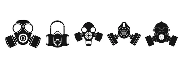 Gas mask icon set, simple style — Stock Vector