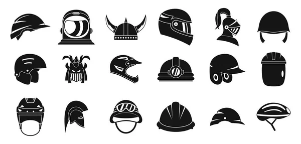 Conjunto de iconos de casco, estilo simple — Archivo Imágenes Vectoriales