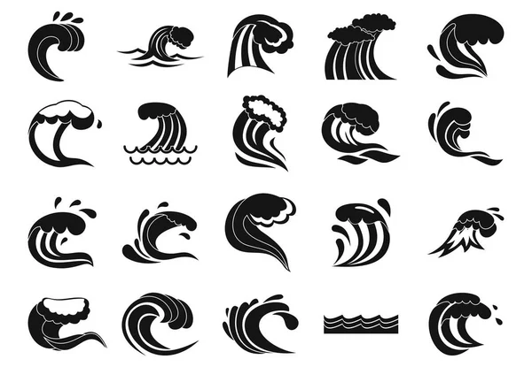 Ensemble d'icônes Wave, style simple — Image vectorielle