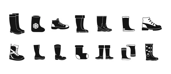 Laarzen pictogrammenset, eenvoudige stijl — Stockvector