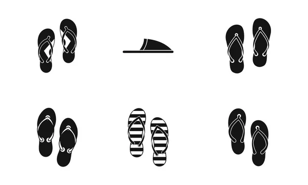Slippers pictogrammenset, eenvoudige stijl — Stockvector