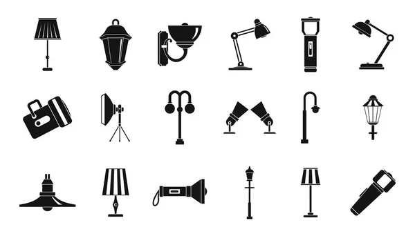 Set di icone della lampada, stile semplice — Vettoriale Stock
