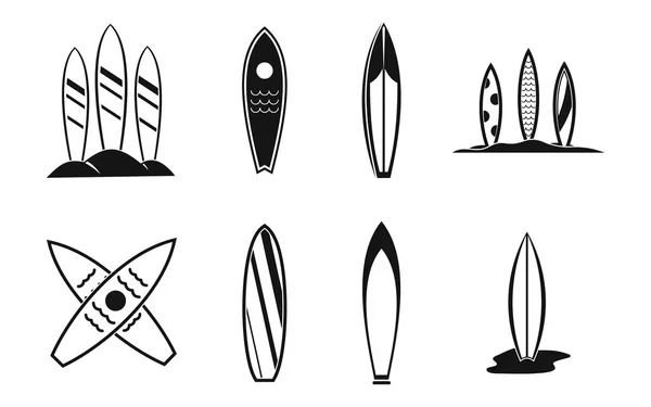 Conjunto de iconos de tabla de surf, estilo simple — Vector de stock