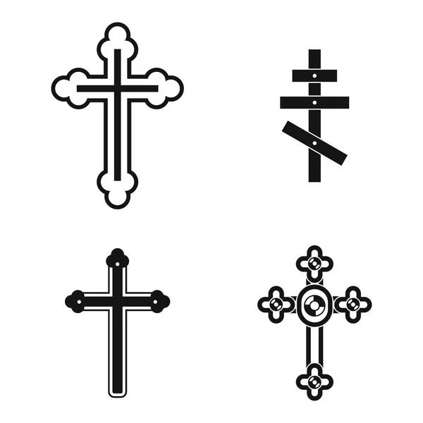 Cross Icon Set, einfacher Stil — Stockvektor