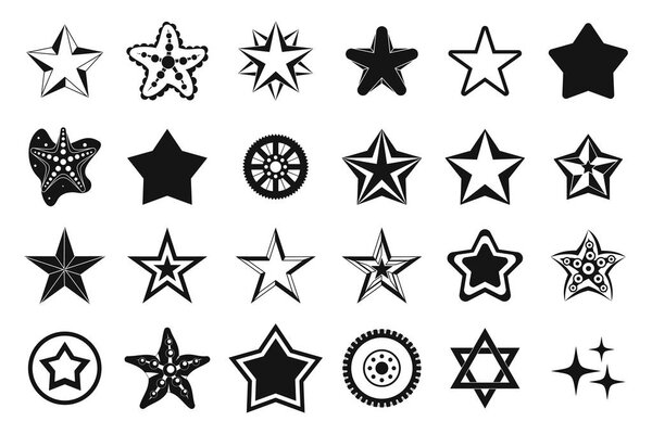 Stars icon set, simple style