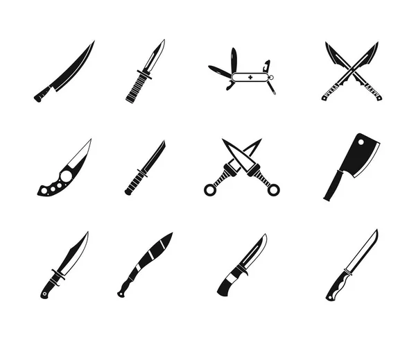 Conjunto de iconos de cuchillo, estilo simple — Vector de stock