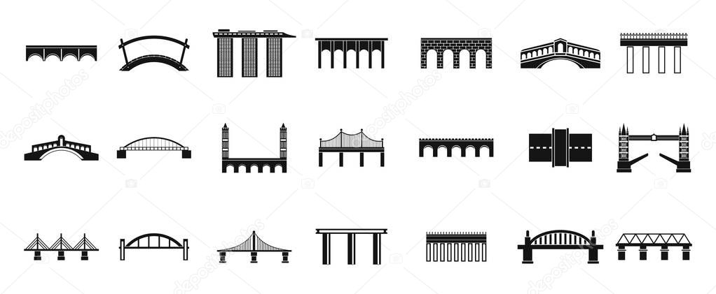 Bridge icon set, simple style