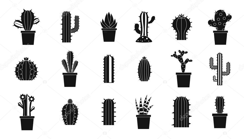 Cactus icon set, simple style