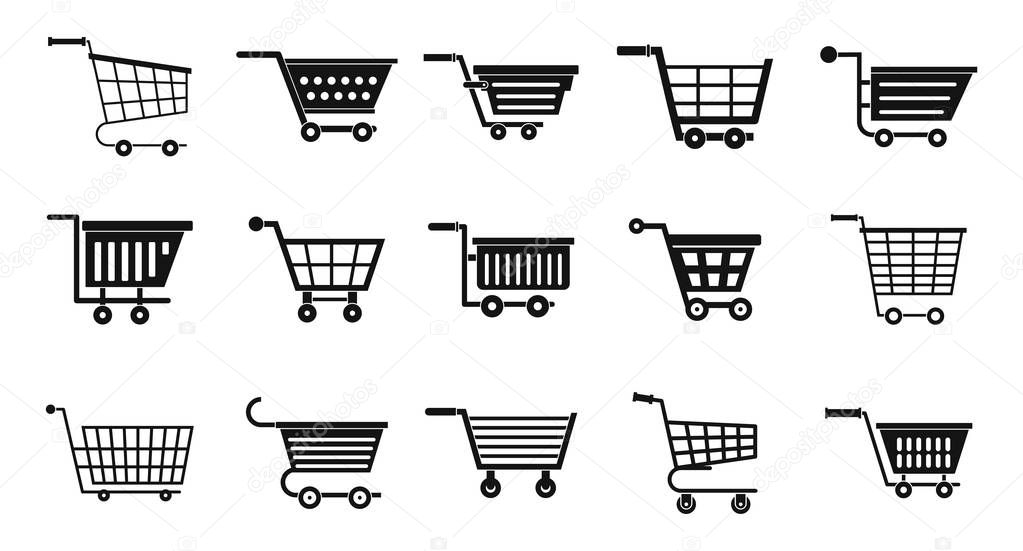 Shop cart icon set, simple style