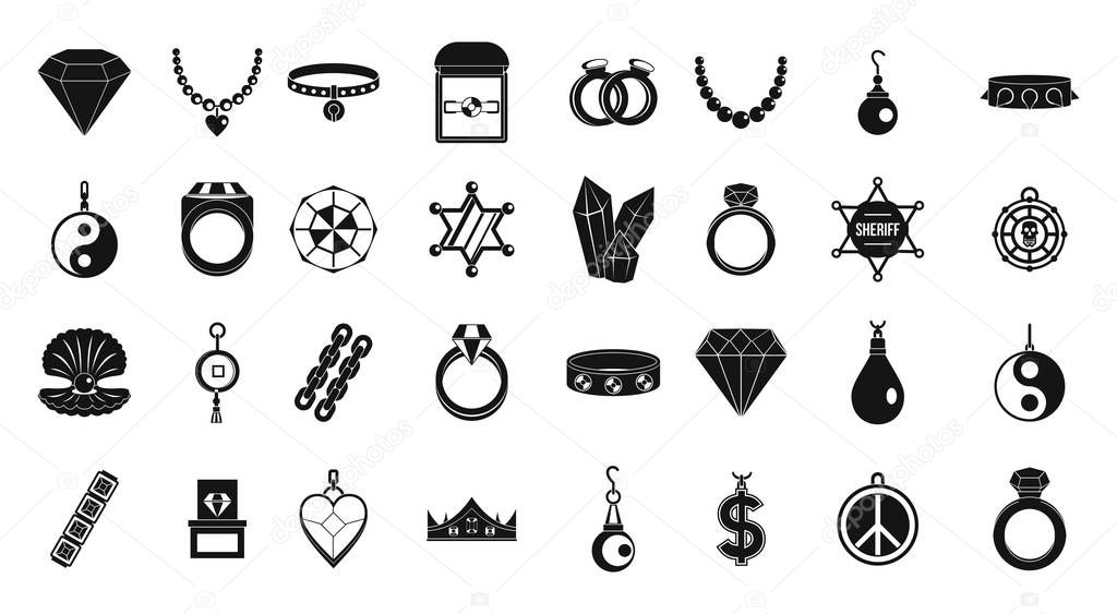 Jewelry icon set, simple style