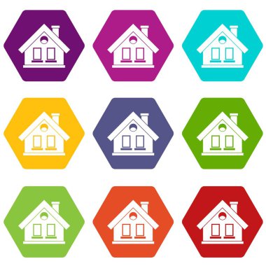 Renk altı yüzlü House Icon set