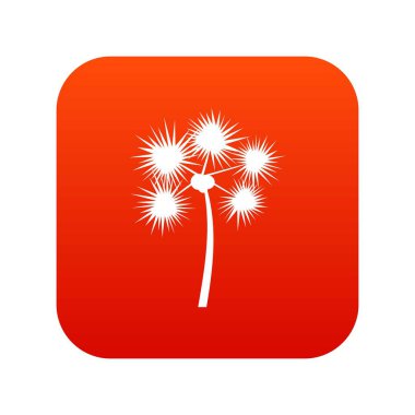 Dikenli tropikal palmiye ağacı simgesini dijital kırmızı