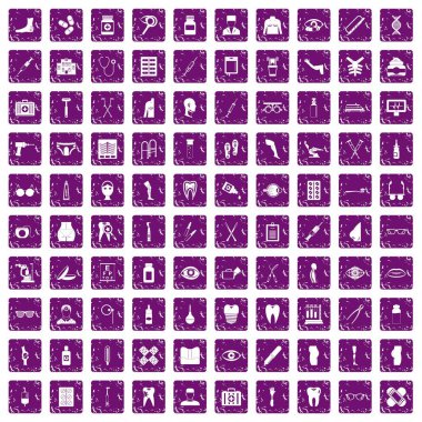 100 eczane simgeler grunge mor ayarla