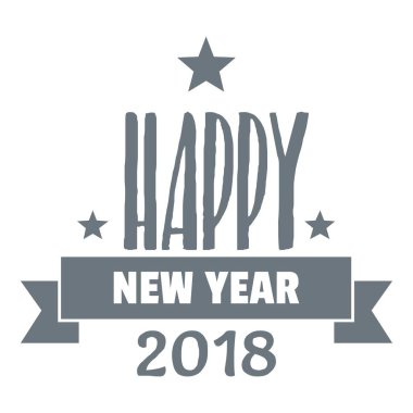 Mutlu yeni yıl yazı logo, basit gri tarzı