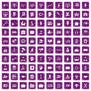 100 portföy simgeler grunge mor ayarla