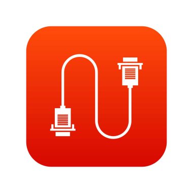 Kablo tel bilgisayar simgesini dijital kırmızı