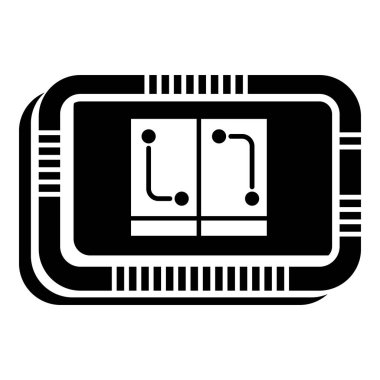 Retro mikroçip simgesi, basit siyah stil