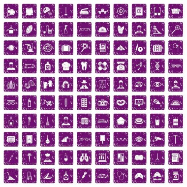 100 meslek simgeler grunge mor ayarla