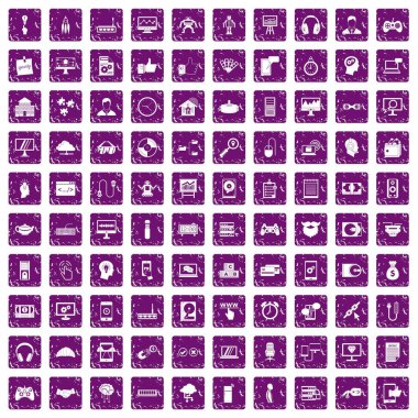 100 programcısı simgeler grunge mor ayarla