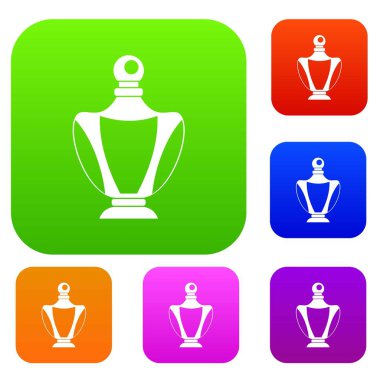 Zarif kadın parfüm şişesi renk koleksiyonu ayarla