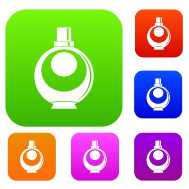 Zarif kadın parfüm yuvarlak cam şişe renk koleksiyonu ayarla