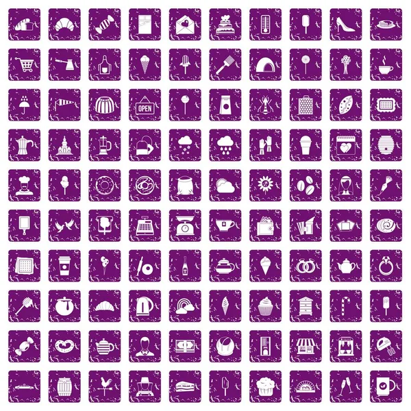 100 Pastane simgeler grunge mor ayarla