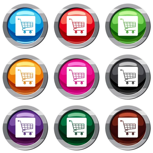 Shopping cart set 9 collection — Stock Vector