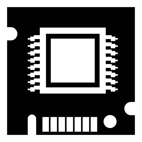 Geïntegreerde microchip pictogram, eenvoudige zwarte stijl — Stockvector