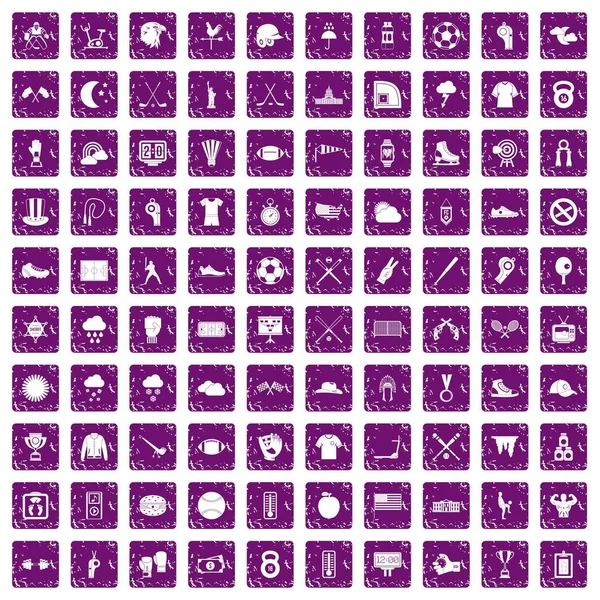 100 beyzbol simgeler grunge mor ayarla