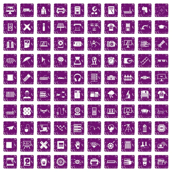 100 yazıcı simgelerini grunge mor ayarla