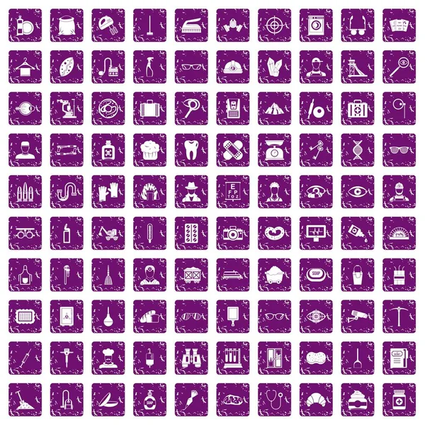 100 meslek simgeler grunge mor ayarla