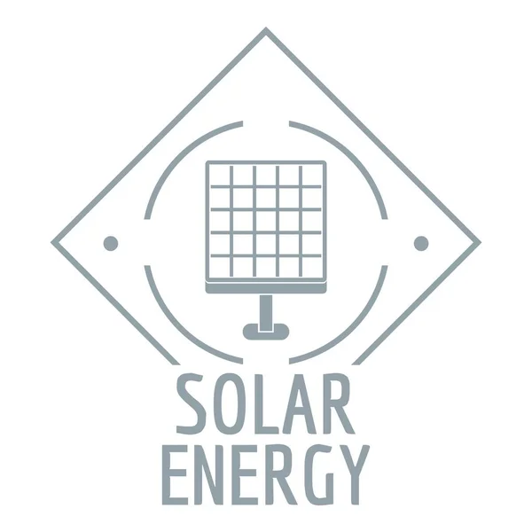 Logotipo de energia solar, estilo cinza simples — Vetor de Stock