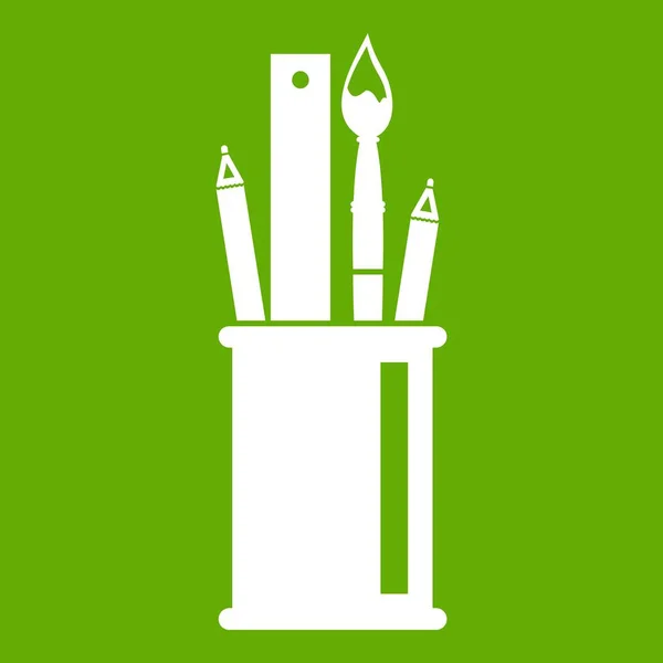 カップ アイコン緑色の文房具 — ストックベクタ