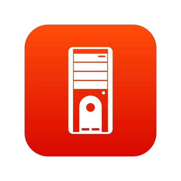 Computer system unit icon digital red — Stock Vector