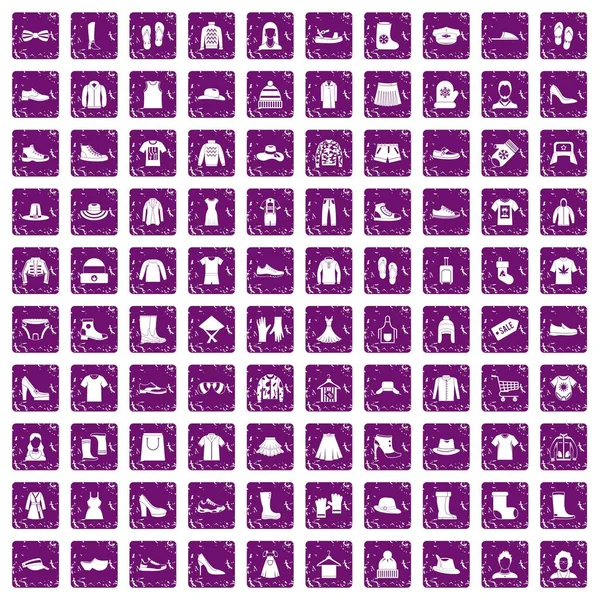 100 paçavra simgeler grunge mor ayarla