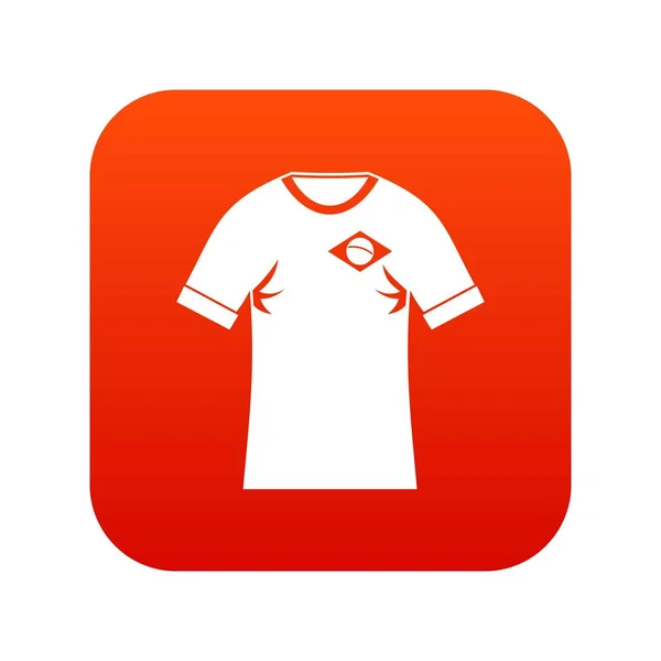 Camisa com bandeira do Brasil sinal ícone vermelho digital — Vetor de Stock