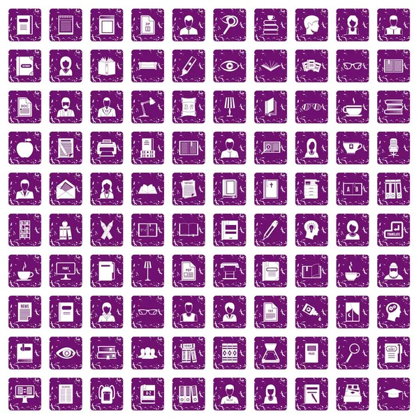 100 okuyucu simgeler grunge mor ayarla