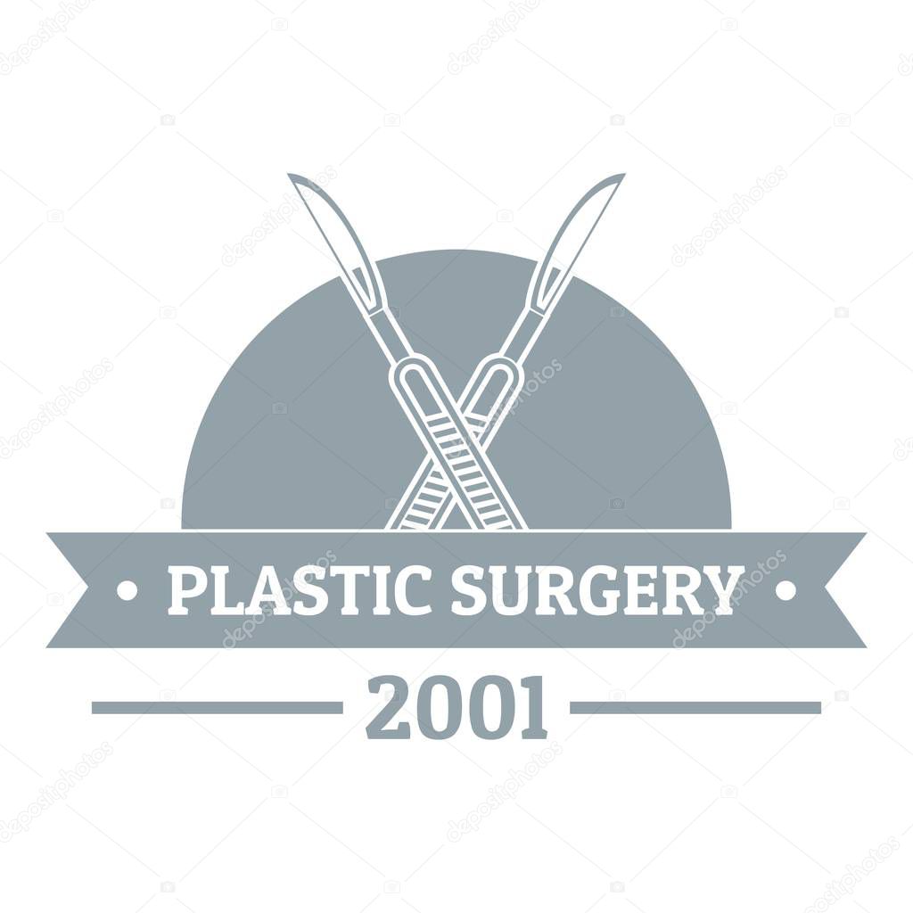 Plastic surgery logo. Gray monochrome illustration of plastic surgery vector logo for web