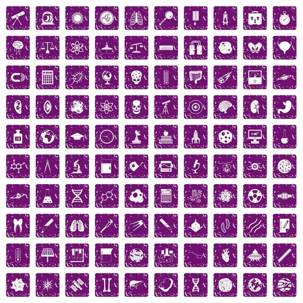 100 bilim simgeler grunge mor ayarla