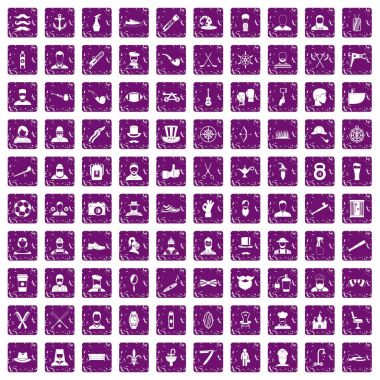 100 sakal simgeler grunge mor ayarla