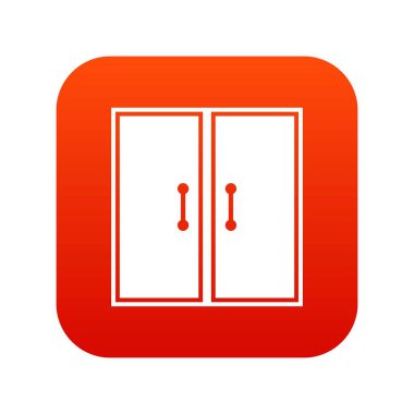 İki cam kapılar simgesi dijital kırmızı