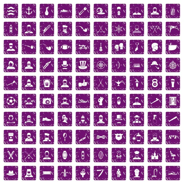 100 sakal simgeler grunge mor ayarla