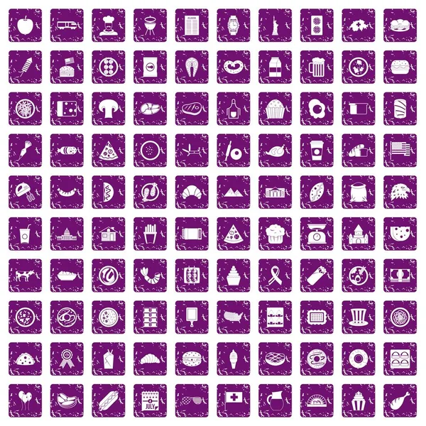 100 sandviç simgeler grunge mor ayarla