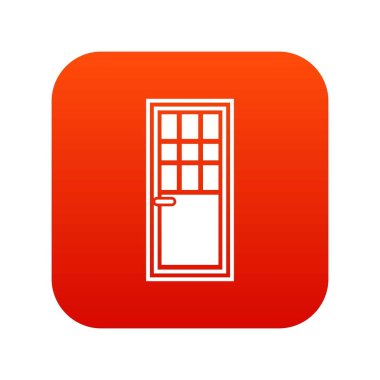 Cam simgesi dijital kırmızı ahşap kapı